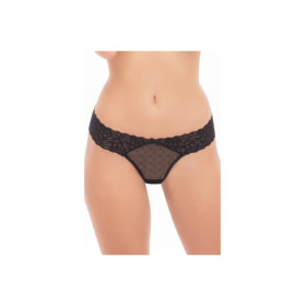 Shorty noire en fine résille et large ceinture dentelle 